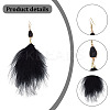 2 Pairs 2 Colors Feather Long Dangle Earrings EJEW-AN0001-06-3