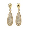 Teardrop Brass Micro Pave Cubic Zirconia Dangle Stud Earrings for Women EJEW-A132-04G-4