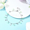 201 Stainless Steel Moon Star & Natural Dyed Malaysia Jade Round Charm Brass Bar Link Chain Anklets AJEW-AN00732-03-1