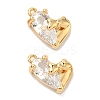 Brass Micro Pave Cubic Zirconia Heart with Bowknot Charms KK-A281-05G-1
