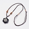Natural Obsidian Pendant Necklaces NJEW-P157-08-1