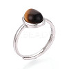 Oval Natural Tiger Eye Open Cuff Ring STER-T008-88P-1