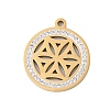 Preserved Fresh Flower 304 Stainless Steel Rhinestone Pendants STAS-S139-01G-06-1