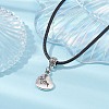 Heart with Word Mom Alloy Pendant Necklace with Imitation Leather Cords NJEW-JN04494-2