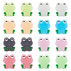 16Pcs 8 Colors Frog Luminous Food Grade Eco-Friendly Silicone Focal Beads SIL-DC0001-21-1