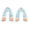 Transparent Resin & White Wood Pendants RESI-N039-53-3