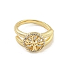 Rack Plated Brass Micro Pave Clear Cubic Zirconia Round with Tree of Life Finger Rings for Women RJEW-Z039-02G-1-2