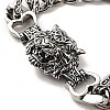 Men's Alloy Tiger Head Link Bracelet with Curb Chains BJEW-A129-07AS-2
