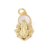 Brass Pave Natural White Shell Religion Pendants KK-S522-23G-C-1
