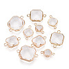 Brass with Glass Links/Connector Charms GLAA-T027-14-1
