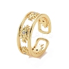 Clear Cubic Zirconia Eye Open Cuff Rings RJEW-P083-02G-1