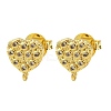 Brass Micro Pave Clear Cubic Zirconia Stud Earring Findings KK-S530-01G-G-1