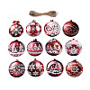 12Pcs UV Single Face Printed Wood Pendant Decorations WOOD-N020-45-1