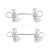Brass Micro Pave Clear Cubic Zirconia Connector Charms KK-B134-43S-1