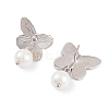 Rack Plating Brass ABS Pearl Earrings EJEW-S219-05P-2