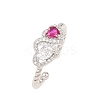 Brass Micro Pave Cubic Zirconia Cuff Open Rings for Women RJEW-C153-04P-02-4