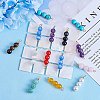 10Pcs Triple Natural Rose Quartz Round Beaded Connector Charms PALLOY-SW00003-07-4