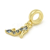 Rack Plating Brass Pave Cornflower Blue Cubic Zirconia High-heeled Shoes European Dangle Charms KK-Z067-57G-2
