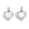 Brass Pave Natural White Shell Heart Charms KK-U043-27P-1