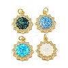 Brass Micro Pave Cubic Zirconia with Synthetic Opal Pendants KK-K356-17G-1