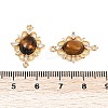 Natural Tiger Eye Oval Connector Charms KK-P302-24G-3