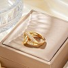 Elegant Brass Pave Cubic Zirconia Double Circle Rings RN9488-1-2