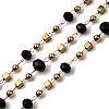 Handmade 304 Stainless Steel Glass Rondelle Link Chains CHS-L032-08G-02-1