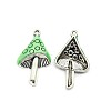 Mushroom Antique Silver Tone Alloy Enamel Pendants ENAM-N039-07D-1