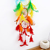 Woven Net/Web With Feather Pendant Decorations RABO-PW0001-159-3