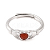 Hand with Heart Natural Carnelian Agate Adjustable Rings RJEW-Q817-06P-02-2