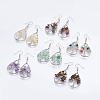 Natural Gemstone Dangle Earrings EJEW-F147-H-1
