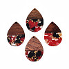 Transparent Resin & Walnut Wood Pendants RESI-N025-028-A07-2