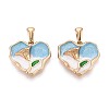 304 Stainless Steel & Enamel Pendants STAS-T072-74A-G-1