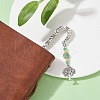 Natural Malaysia Jade & Green Aventurine Beaded Pendant Bookmarks with Alloy Tree of Life AJEW-JK00255-01-2