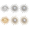 6Pcs 2 Colors Sun Alloy Rhinestone Brocches JEWB-FG0001-41-1