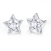 Brass Micro Pave Cubic Zirconia Stud Earring EJEW-EE0004-36P-1