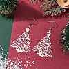Non-Tarnish Hollow Christmas Tree 201 Stainless Steel Dangle Earrings for Women EJEW-JE05876-4