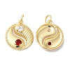 Brass Micro Pave Clear & Red Cubic Zirconia Pendants KK-E068-VF414-2-1