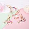 Flower Alloy Enamel Pendant Decoration HJEW-YW00050-01-4