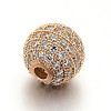 CZ Brass Micro Pave Cubic Zirconia Round Beads ZIRC-L017-01RG-2