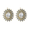 Brass Micro Pave Clear Cubic Zirconia Stud Earrings for Women EJEW-F363-03G-2