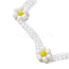 Faceted Rondelle Glass & Glass Seed Anklet AJEW-AN00587-3