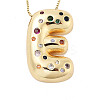 Brass Micro Pave Cubic Zirconia Letter Pendant Necklaces KK-Z069-01G-E-1