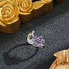 Brass Micro Pave Cubic Zirconia Cuff Open Rings for Women WG0EFBB-02-1