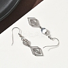 304 Stainless Steel Rhombus Dangle Earrings EJEW-Z129-12G-01-3