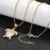 Summer Beach Brass Pave Cubic Zirconia Turtle Pendant Necklaces for Women NJEW-U039-02G-02-3