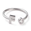 Brass Micro Pave Clear Cubic Zirconia Cuff Rings RJEW-J074-01P-F-1