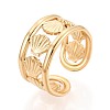 Ion Plating(IP) 304 Stainless Steel Cuff Rings for Women RJEW-N052-06G-1