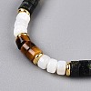 Column Natural Tiger Eyes & Kambaba Jasper & White Shell Beaded Necklaces for Women NJEW-T017-01G-3