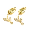 Rack Plating Brass Micro Pave Clear Cubic Zirconia Flower Connertor Charms KK-Z043-03J-1